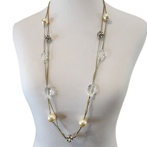 J. Crew pearls and glass faceted beads station necklace long necklace
